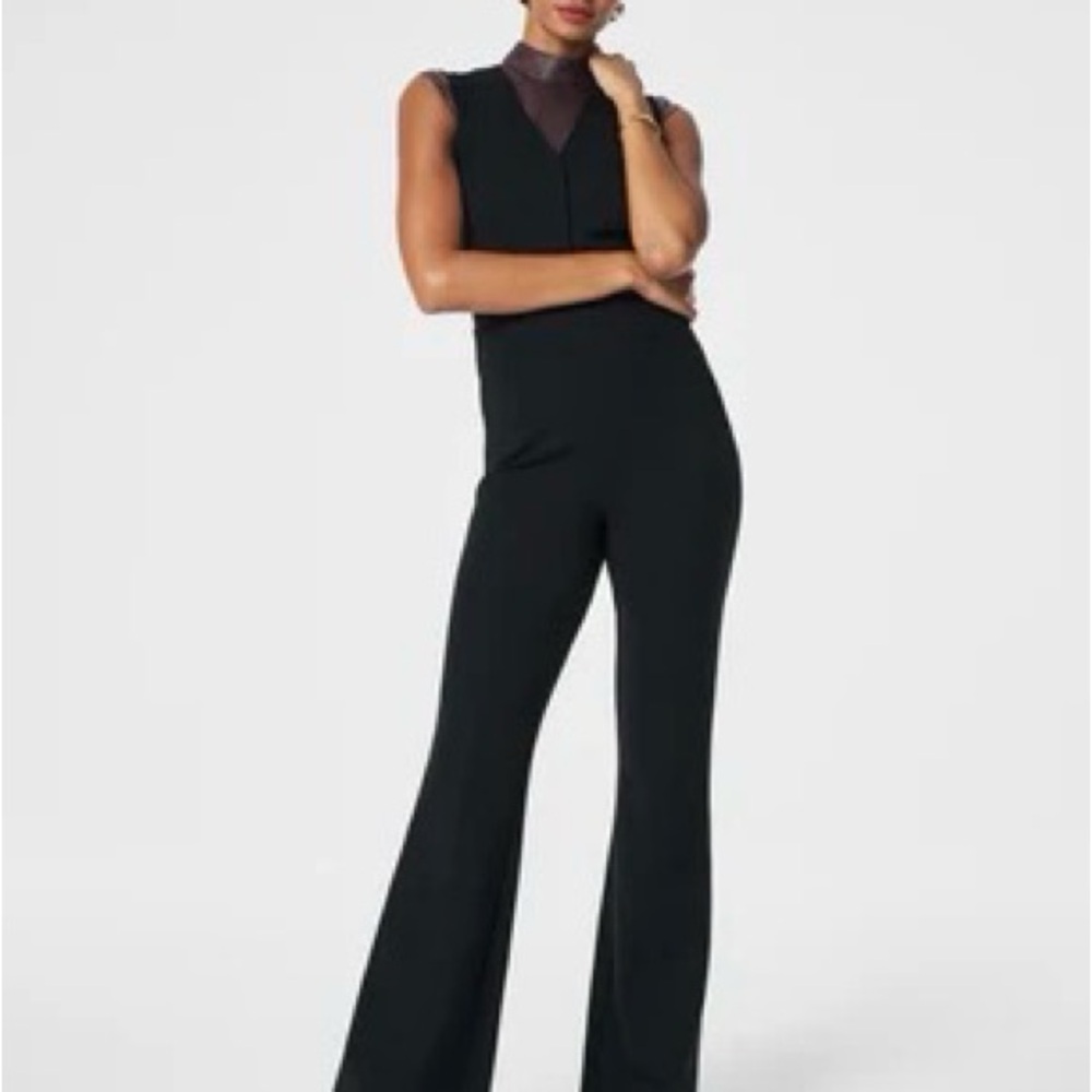 Spanx The Perfect Jumpsuit M-Tall Sleeveless V Neck Classic Black